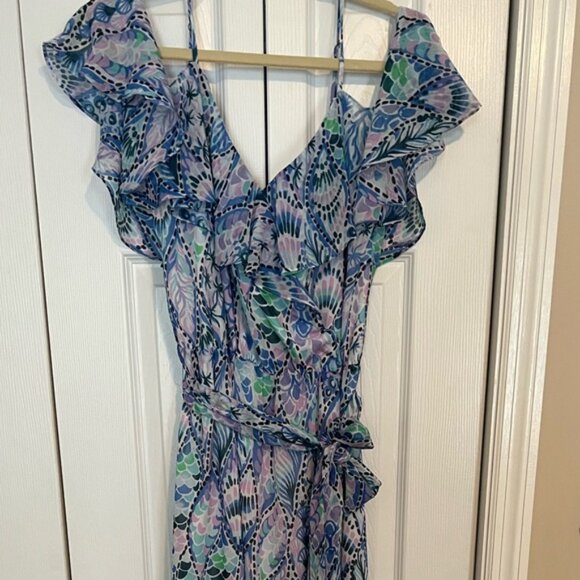 Lilly Pulitzer size large maxi dress in blue, pink, green print - Picture 3 of 6